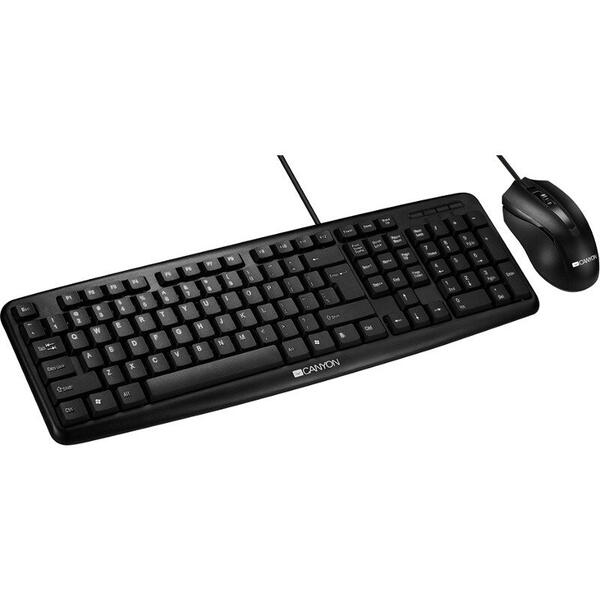 Kit Tastatura si Mouse Canyon CNE-CSET1-US, USB, Black