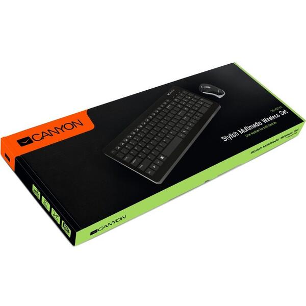 Kit Tastatura si Mouse Canyon CNS-HSETW3-US, Wireless, USB, Black