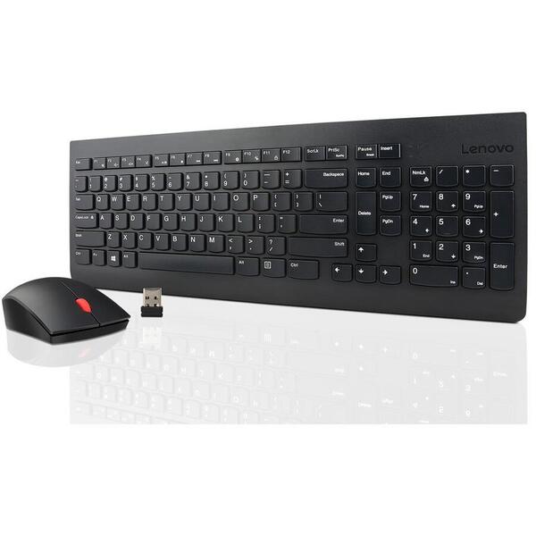Kit Tastatura si Mouse Lenovo Essential Wireless, USB, Black