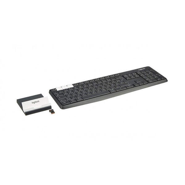 Tastatura Logitech Wireless K375s, Bluetooth, Layout UK, Graphite + Suport