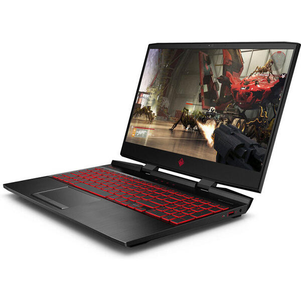 Laptop HP Gaming OMEN 15-dc1049nq, 15.6 inch FHD IPS 144Hz, Intel Core i7-9750H, 8GB DDR4, 1TB 7200 RPM + 256GB SSD, GeForce RTX 2060 6GB, FreeDos, Shadow Black