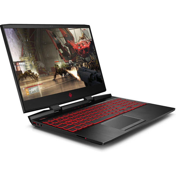 Laptop HP Gaming OMEN 15-dc1049nq, 15.6 inch FHD IPS 144Hz, Intel Core i7-9750H, 8GB DDR4, 1TB 7200 RPM + 256GB SSD, GeForce RTX 2060 6GB, FreeDos, Shadow Black