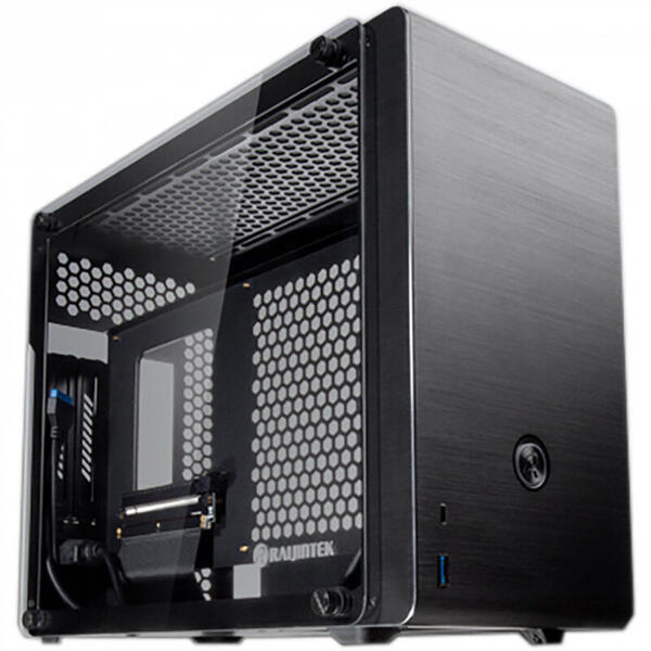 Carcasa RAIJINTEK Ophion EVO, Tempered Glass, Mini ITX, Fara sursa, Negru