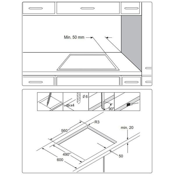 Plita Samsung C61R2AAST, Vitroceramica, Touch, 6kW, Sticla neagra