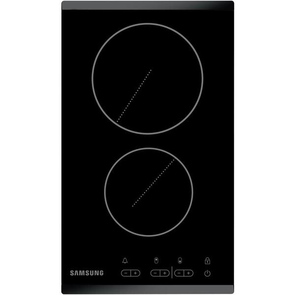 Plita Samsung C21RJAN, Vitroceramica, Control touch, 3 kW, Sticla neagra