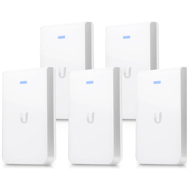 Access Point Ubiquiti UniFi AC In-Wall UAP-AC-IW, 802.11 a/b/g/n/ac, 3 x RJ-45, 300Mbps + 867Mbps Pachet 5 buc