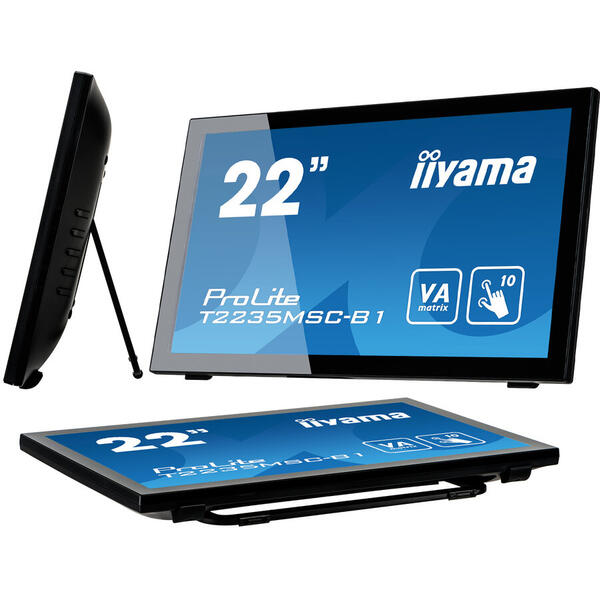 Monitor LED IIyama PROLITE T2235MSC-B1, 21.5 FHD Touch, 6 ms, Black