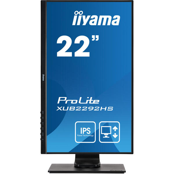 Monitor LED IIyama PROLITE XUB2292HS-B1, 21.5" FHD, 4 ms, Black, 75 Hz