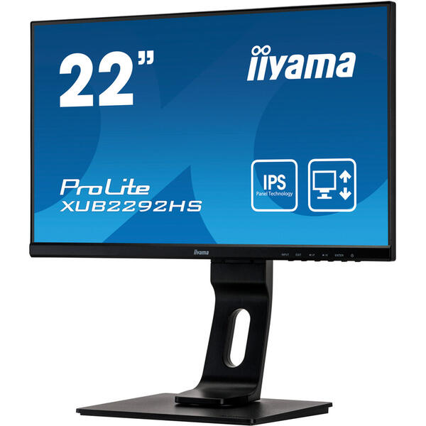 Monitor LED IIyama PROLITE XUB2292HS-B1, 21.5" FHD, 4 ms, Black, 75 Hz