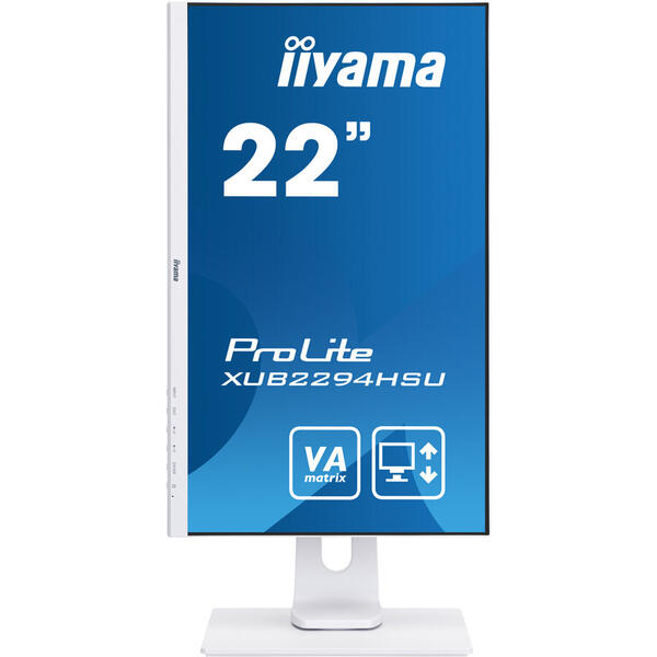 Monitor LED IIyama PROLITE XUB2294HSU-W1, 21.5" FHD, 4 ms, White, 75 Hz