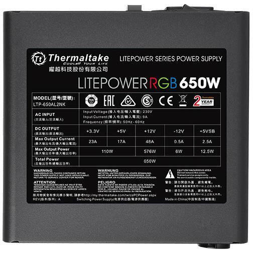 Sursa Thermaltake Litepower RGB, ATX, PFC Active, 650W