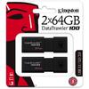 Memorie USB Kingston DataTraveler 100 G3, 64GB, USB 3.0, Black, 2 Pieces