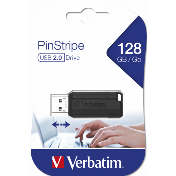 Memorie USB Verbatim PinStripe, 128GB, USB 2.0, Black