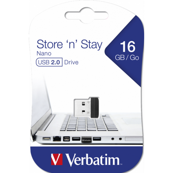 Memorie USB Verbatim Store n Stay Nano, 16GB, USB 2.0, Black