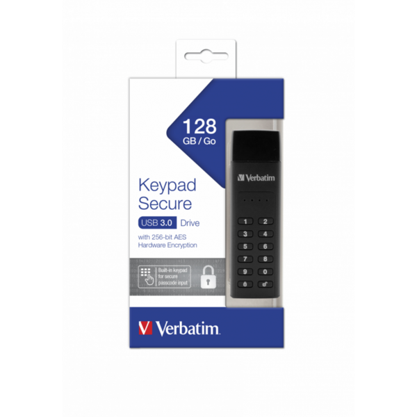 Memorie USB Verbatim Keypad Secure, 128GB, USB 3.0, Black