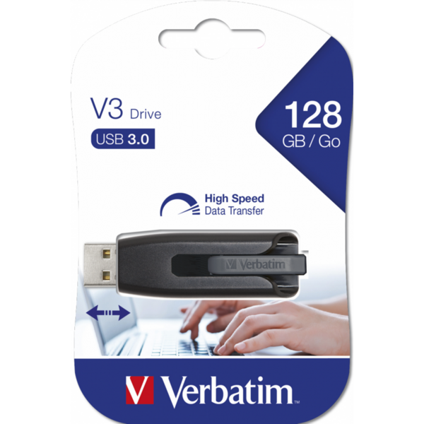 Memorie USB Verbatim Store n Go V3, 128GB, USB 3.0, Black-Grey