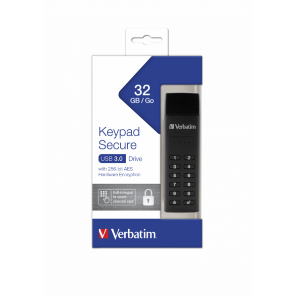 Memorie USB Verbatim Keypad Secure, 32GB, USB 3.0, Black