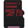 Card Memorie Kingston Micro SDXC Canvas React, 512GB, Clasa 10, UHS-I U3, V30 + Adaptor SD