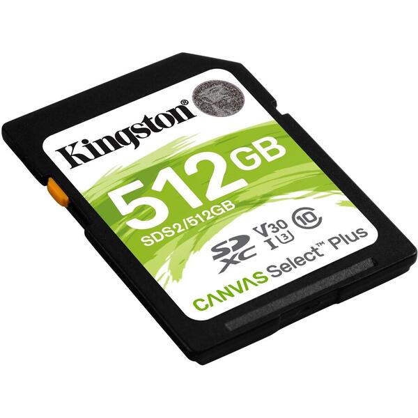 Card Memorie Kingston SDXC Canvas Select Plus, 512GB, Clasa 10 UHS-I U3, V30