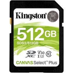 Card Memorie Kingston SDXC Canvas Select Plus, 512GB, Clasa 10 UHS-I U3, V30