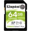 Card Memorie Kingston SDXC Canvas Select Plus, 64GB, Clasa 10 UHS-I U1, V10