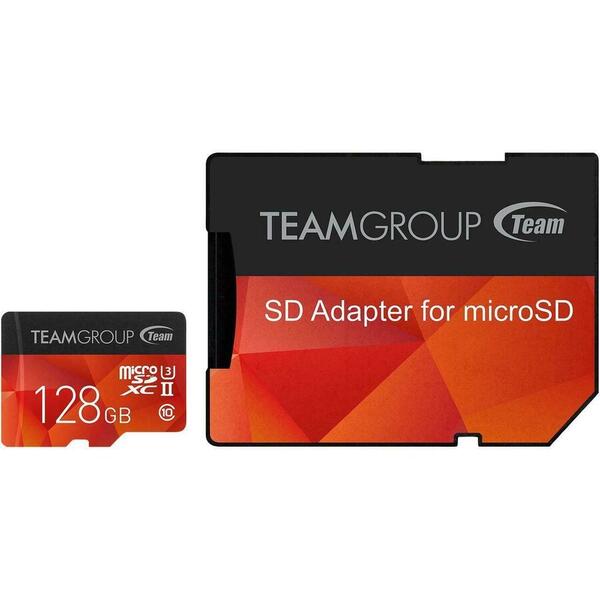 Card Memorie Team Group XTreem Micro SDHC, 128GB, Clasa 10, UHS-II U3 + Adaptor