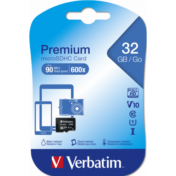 Verbatim Premium U1 Micro SDHC, 32GB, Clasa 10