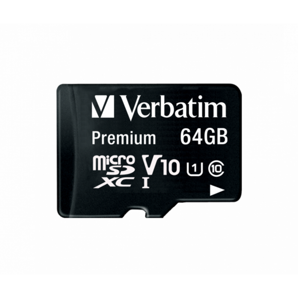 Verbatim Premium U1 Micro SDXC, 64GB, Clasa 10 + Adaptor SD