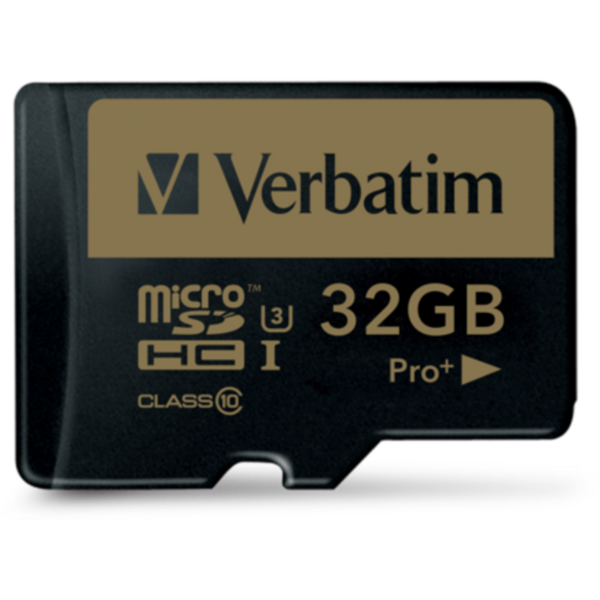 Card Memorie Verbatim Pro+ Micro SDHC, 32GB, Clasa 10, UHS-I U3 + Adaptor SD