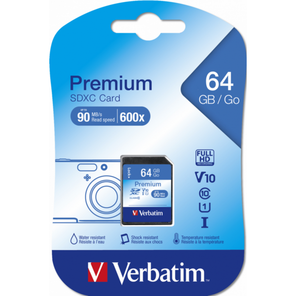 Card Memorie Verbatim Premium U1 SDXC, 64GB, Clasa 10, UHS-I U1