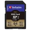 Card Memorie Verbatim Pro+ U3 SDXC, 64GB, Clasa 10, UHS-I U3