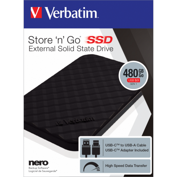 SSD Verbatim StorenGo 480GB USB 3.1, 2.5 inch