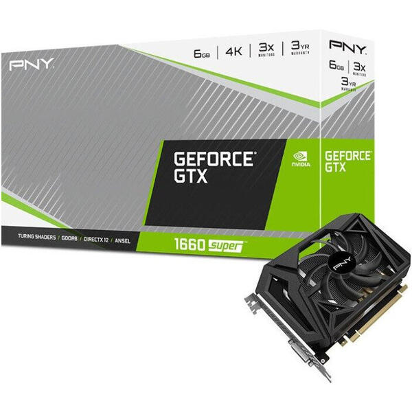 Placa video PNY GeForce GTX 1660 SUPER Single Fan 6GB GDDR6 192-bit