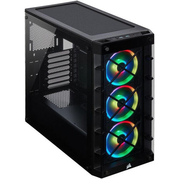 Carcasa Corsair iCUE 465X RGB, MiddleTower, Tempered Glass, Fara sursa, Negru