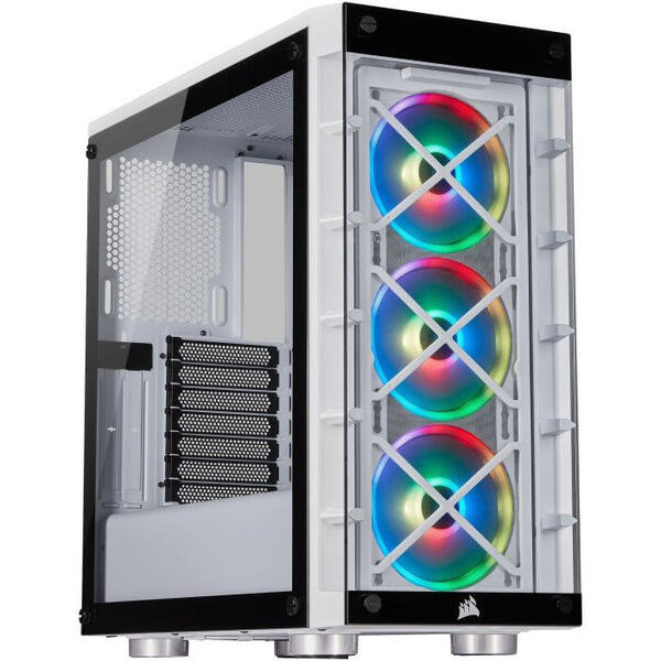 Carcasa Corsair iCUE 465X RGB, MiddleTower, Tempered Glass, Fara sursa, Alb