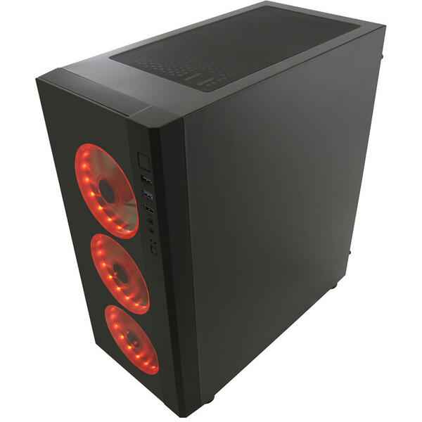 Carcasa LC-Power Gaming 995B - Light Box - ATX, Midi-Tower, Tempered glass front panel, Fara sursa, Negru