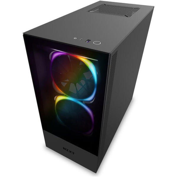 Carcasa NZXT H510 Elite Matte Black, MiddleTower, Tempered glass, Fara sursa