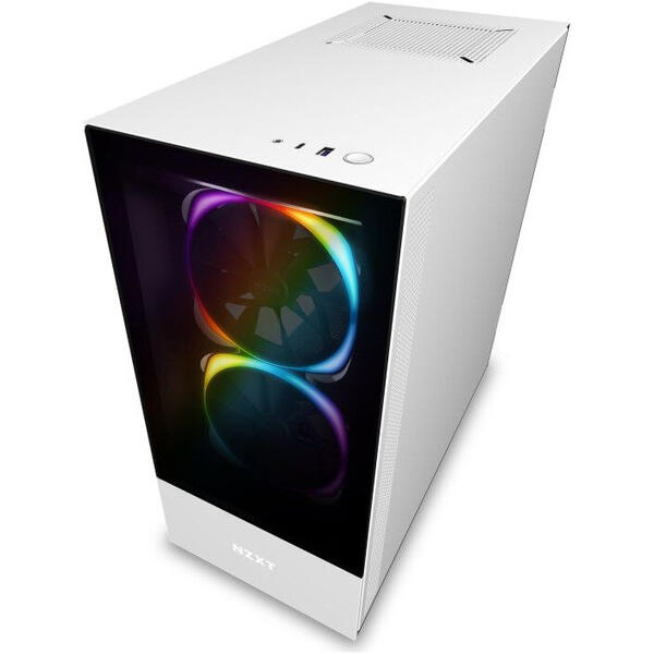 Carcasa NZXT H510 Elite Matte White, MiddleTower, Tempered glass, Fara sursa