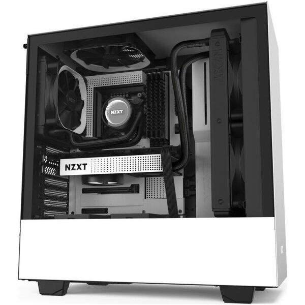 Carcasa NZXT H510 Matte White, MiddleTower, Tempered Glass, Fara sursa