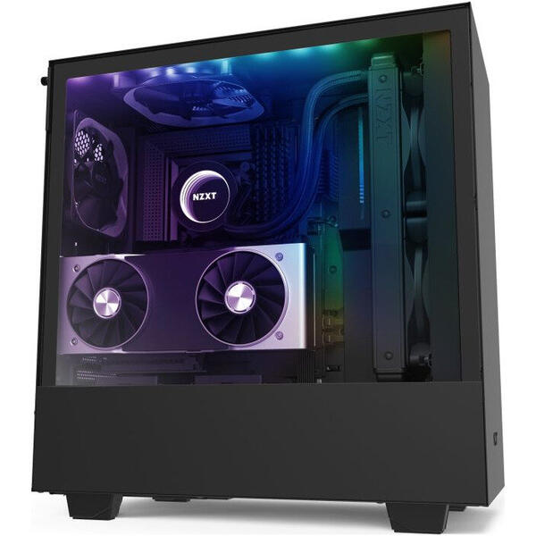 Carcasa NZXT H510i Matte Black, MiddleTower, Tempered Glass, Fara sursa