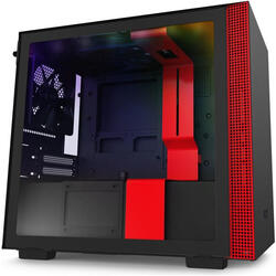 H210i Matte Black/Red, Mini ITX, Tempered Glass, Fara sursa