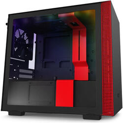 Carcasa NZXT H210i Matte Black/Red, Mini ITX, Tempered Glass, Fara sursa