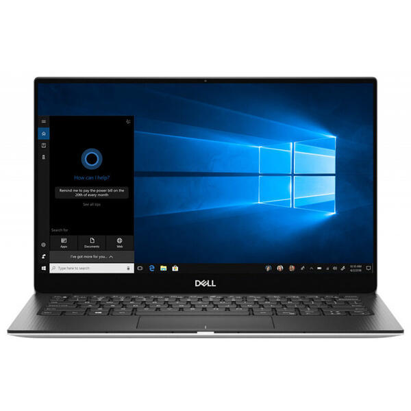 Laptop Dell XPS 13 7390, FHD InfinityEdge, Intel Core i7-10710U, 16GB, 512GB SSD, Intel UHD, Win 10 Pro, Silver, 3Yr