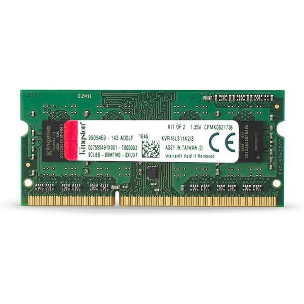 Memorie Notebook Kingston SODIMM DDR3L1600 MHz 8GB (2 x 4 GB) CL11 1.35v