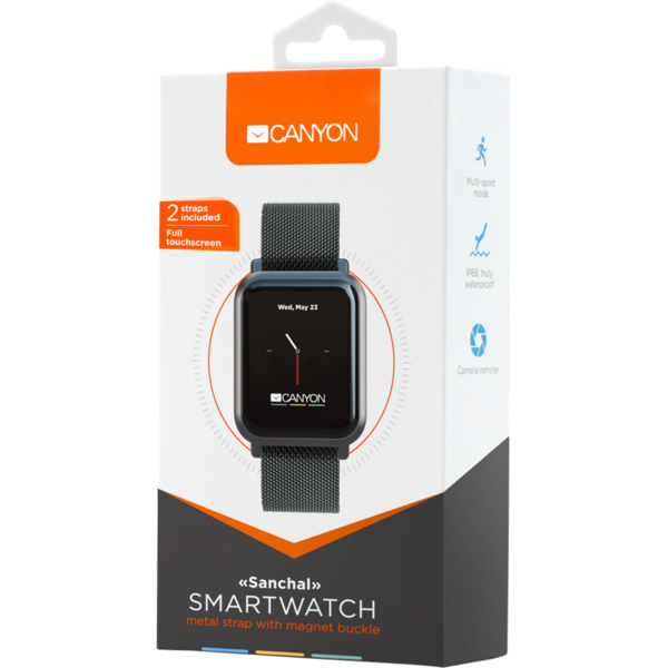 SmartWatch Canyon IPS, Bluetooth, Charger USB, Full touchscreen, 150 mAh, IP68