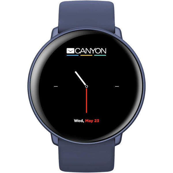 SmartWatch Canyon Marzipan, IPS, IP68, Aluminiu albastru, curea silicon albastru