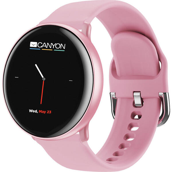 SmartWatch Canyon Marzipan, IPS, IP68, Aluminiu roz, curea silicon roz