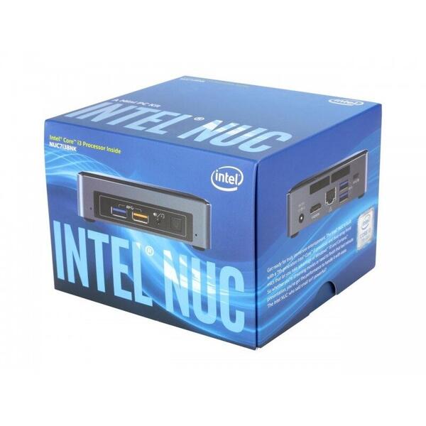 Mini PC Intel NUC NUC7I3BNK, Core i3-7100U, 2x DDR4 32GB max, M.2 SSD, Wi-Fi, Bluetooth, HDMI, USB Type C
