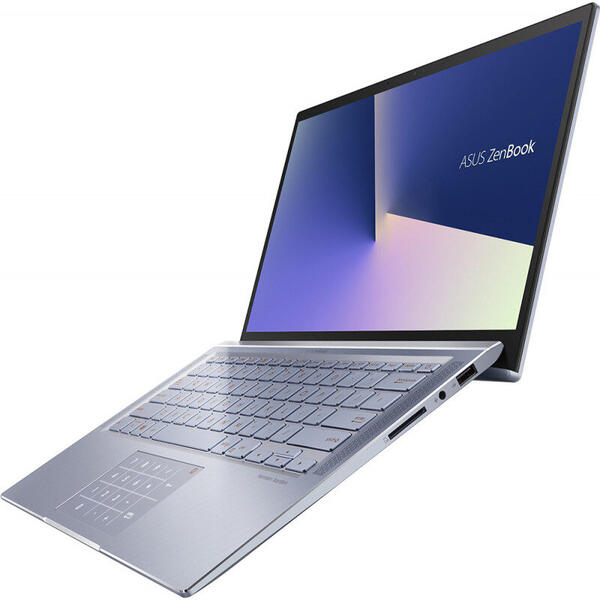 Laptop Asus ZenBook 14 UX431FL, 14'' FHD, Intel Core i7-10510U, 8GB, 512GB SSD, GeForce MX250 2GB, No OS, Utopia Blue