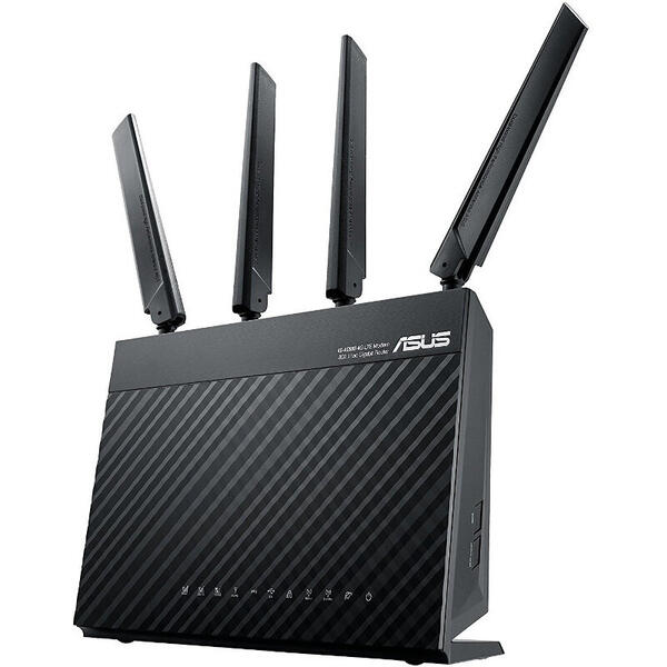 Router Wireless Asus Gigabit AC1900 Dual-Band, 4x LAN, 1x WAN, 10/100/1000 Mbps, 4G LTE